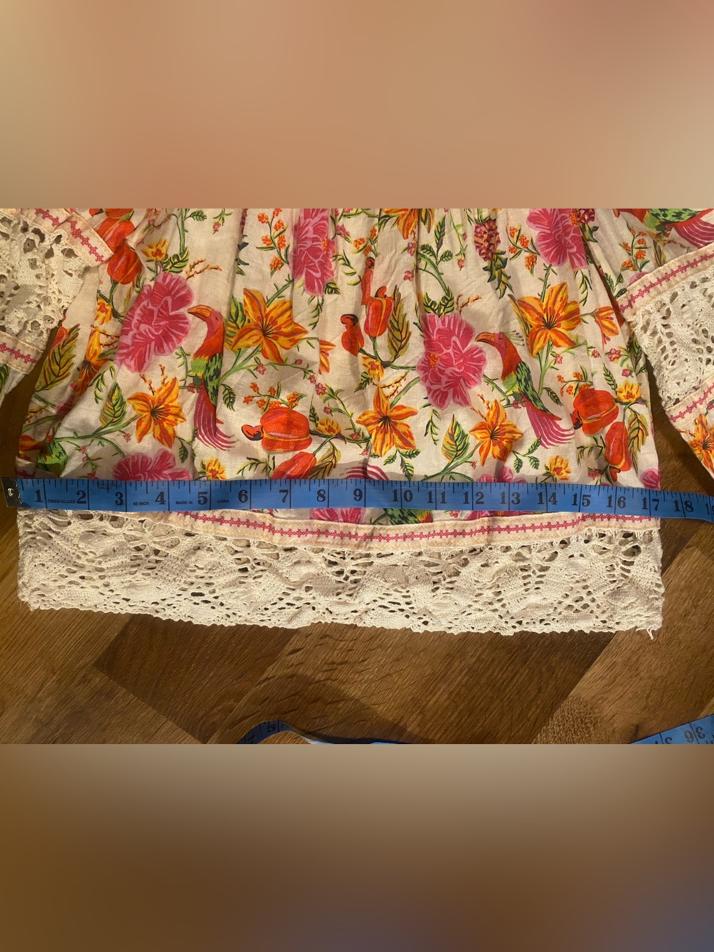 Rachel Zoe Square Neck Crochet-Trim Peasant Style Boho Chic Beach Blouse - Picture 11 of 12